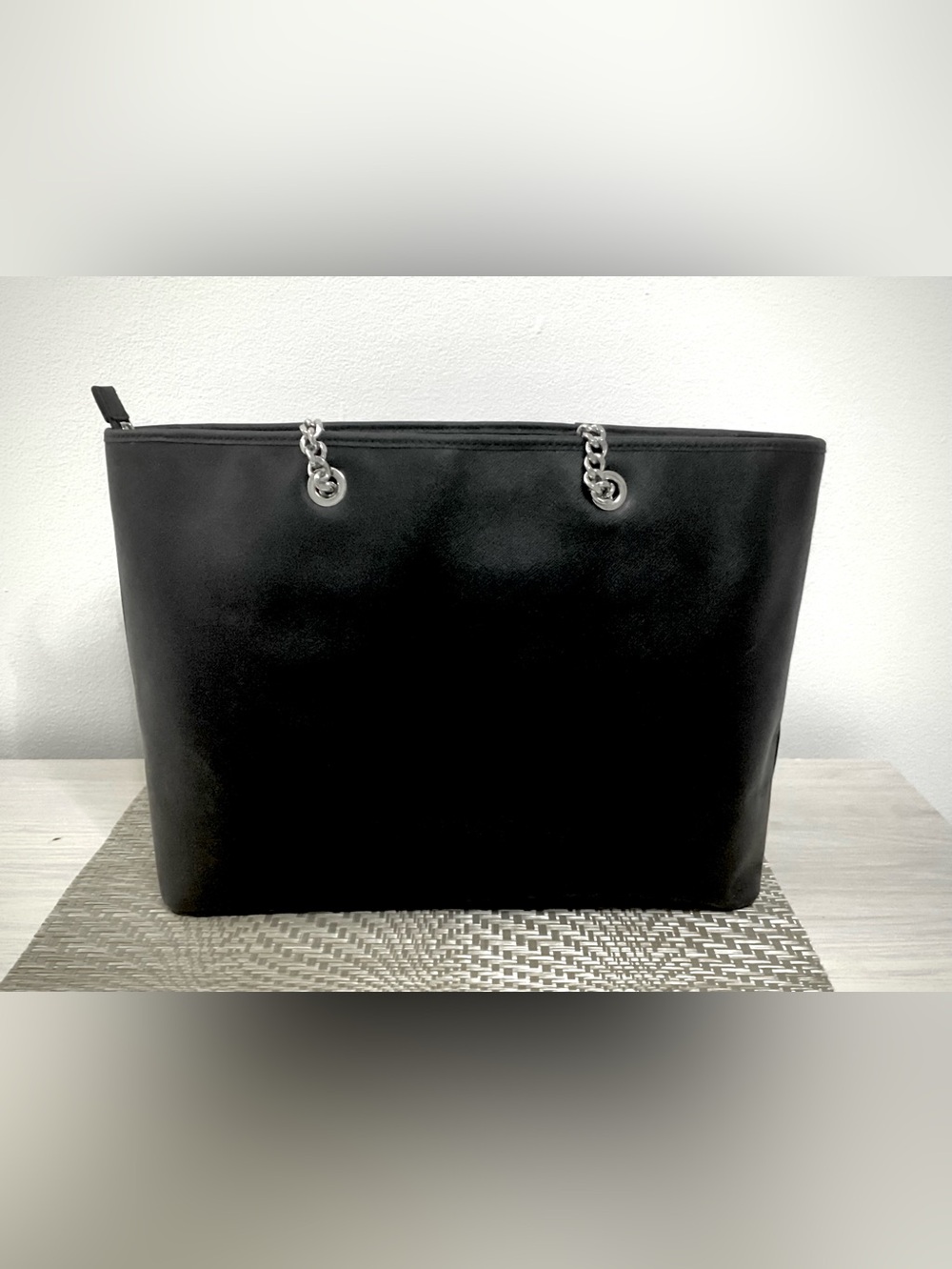 Michael Kors Black Tote with Silver Chain Handles - Picture 3 of 8